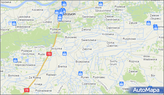 mapa Zabrnie gmina Szczucin, Zabrnie gmina Szczucin na mapie Targeo