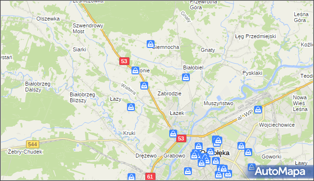 mapa Zabrodzie gmina Olszewo-Borki, Zabrodzie gmina Olszewo-Borki na mapie Targeo