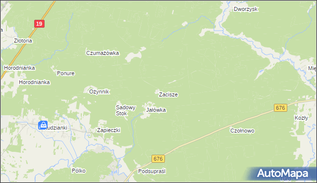 mapa Zacisze gmina Supraśl, Zacisze gmina Supraśl na mapie Targeo