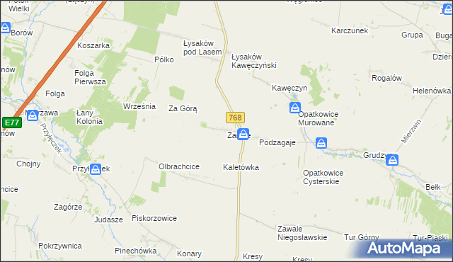 mapa Zagaje gmina Jędrzejów, Zagaje gmina Jędrzejów na mapie Targeo