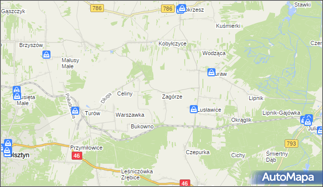 mapa Zagórze gmina Janów, Zagórze gmina Janów na mapie Targeo
