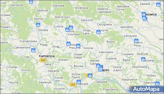 mapa Zagorzyn gmina Łącko, Zagorzyn gmina Łącko na mapie Targeo