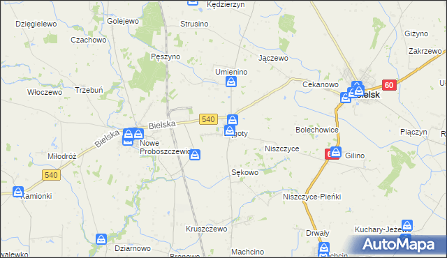 mapa Zągoty, Zągoty na mapie Targeo