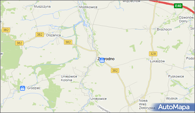 mapa Zagrodno powiat złotoryjski, Zagrodno powiat złotoryjski na mapie Targeo