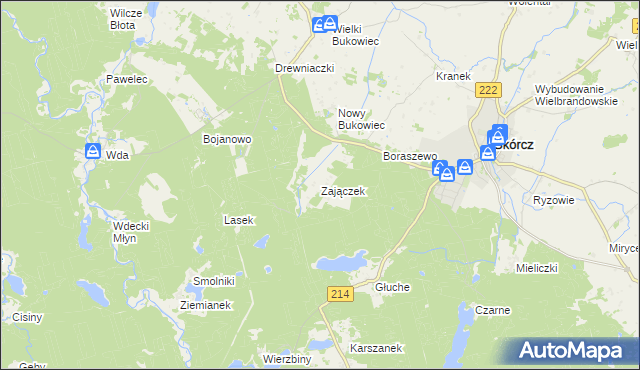 mapa Zajączek gmina Skórcz, Zajączek gmina Skórcz na mapie Targeo