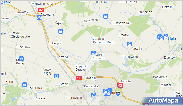 mapa Zajączki Pierwsze, Zajączki Pierwsze na mapie Targeo