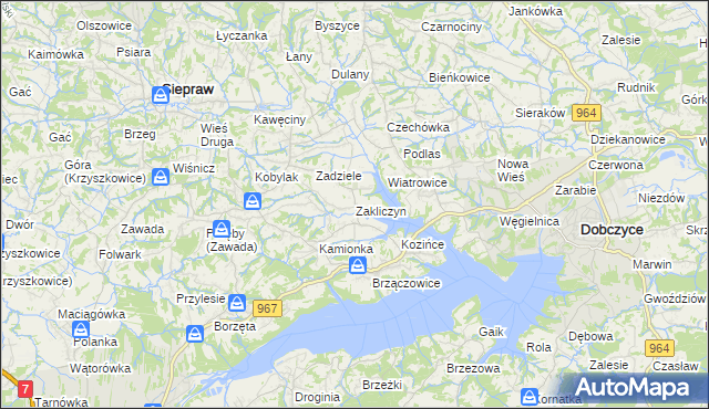mapa Zakliczyn gmina Siepraw, Zakliczyn gmina Siepraw na mapie Targeo