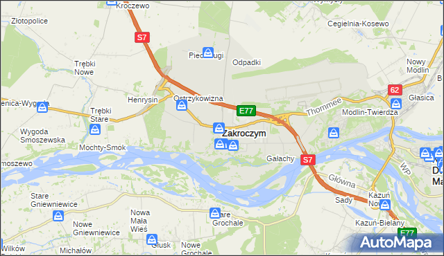 mapa Zakroczym, Zakroczym na mapie Targeo