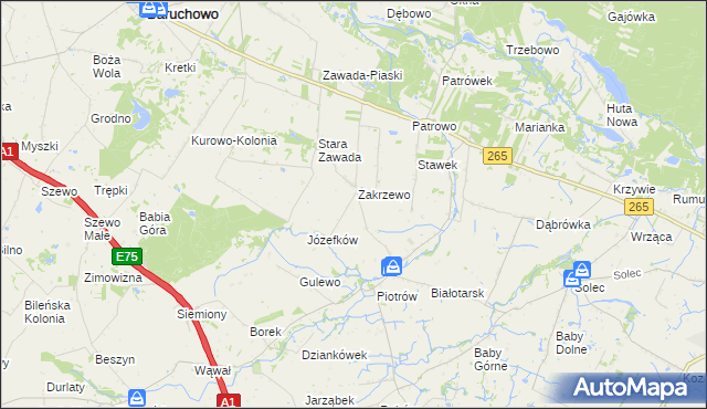 mapa Zakrzewo-Parcele, Zakrzewo-Parcele na mapie Targeo