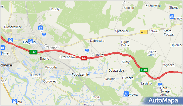 mapa Zakrzów gmina Gogolin, Zakrzów gmina Gogolin na mapie Targeo
