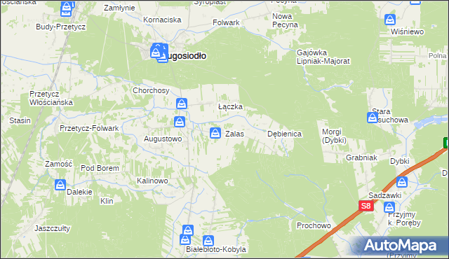 mapa Zalas gmina Długosiodło, Zalas gmina Długosiodło na mapie Targeo