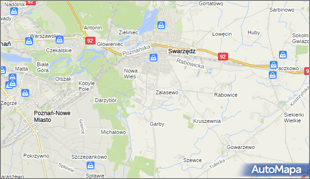 mapa Zalasewo, Zalasewo na mapie Targeo