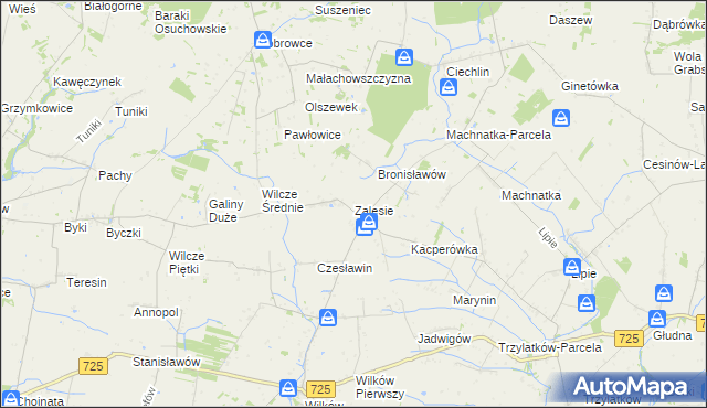 mapa Zalesie gmina Błędów, Zalesie gmina Błędów na mapie Targeo