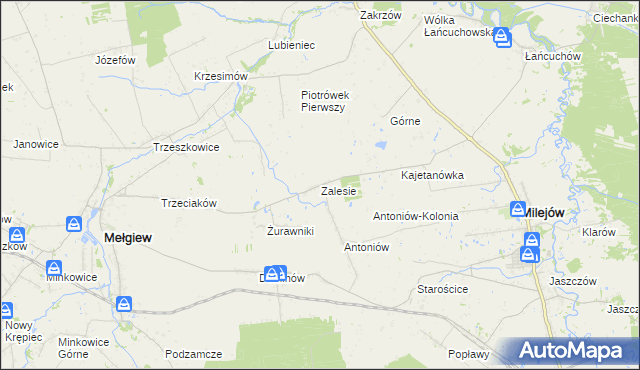 mapa Zalesie gmina Milejów, Zalesie gmina Milejów na mapie Targeo