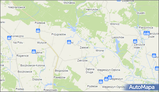 mapa Zalesie gmina Oksa, Zalesie gmina Oksa na mapie Targeo