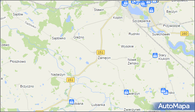 mapa Zamęcin, Zamęcin na mapie Targeo
