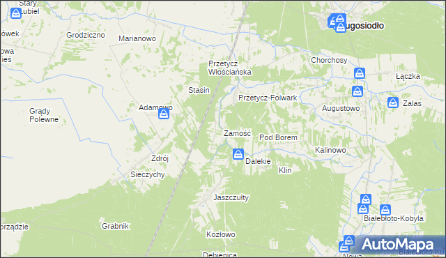 mapa Zamość gmina Długosiodło, Zamość gmina Długosiodło na mapie Targeo
