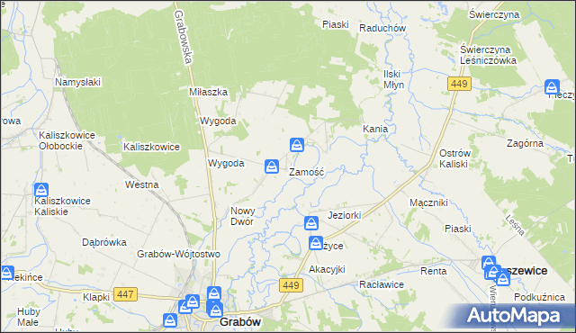 mapa Zamość gmina Sieroszewice, Zamość gmina Sieroszewice na mapie Targeo