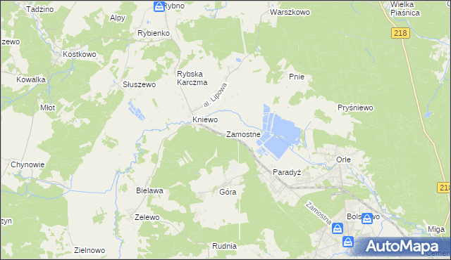 mapa Zamostne gmina Wejherowo, Zamostne gmina Wejherowo na mapie Targeo