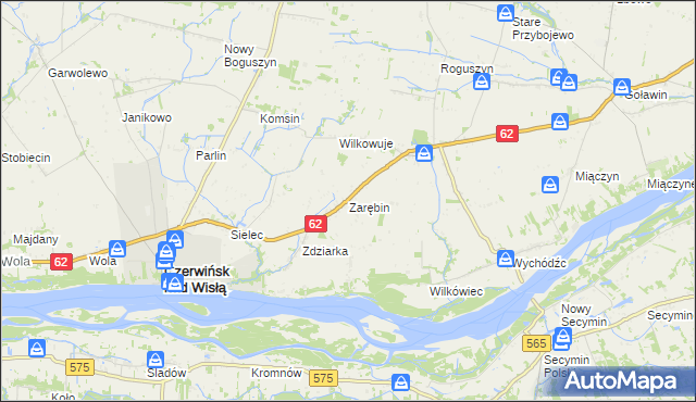 mapa Zarębin, Zarębin na mapie Targeo