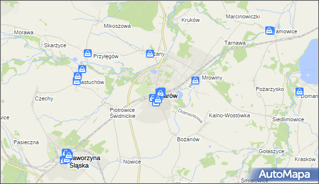 mapa Żarów powiat świdnicki, Żarów powiat świdnicki na mapie Targeo