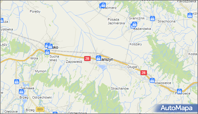 mapa Zarszyn, Zarszyn na mapie Targeo