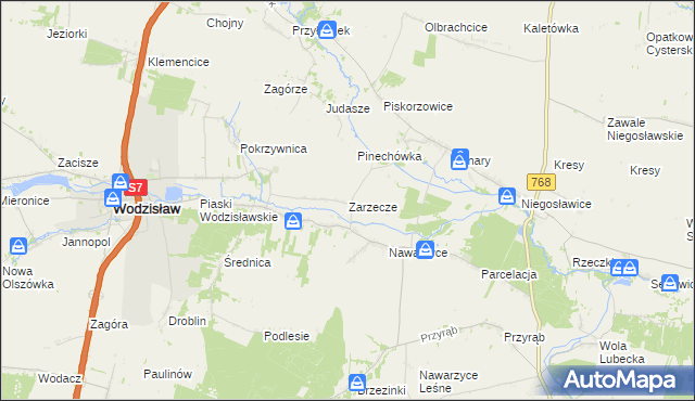 mapa Zarzecze gmina Wodzisław, Zarzecze gmina Wodzisław na mapie Targeo
