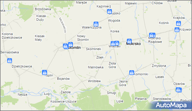 mapa Zbęk gmina Skomlin, Zbęk gmina Skomlin na mapie Targeo