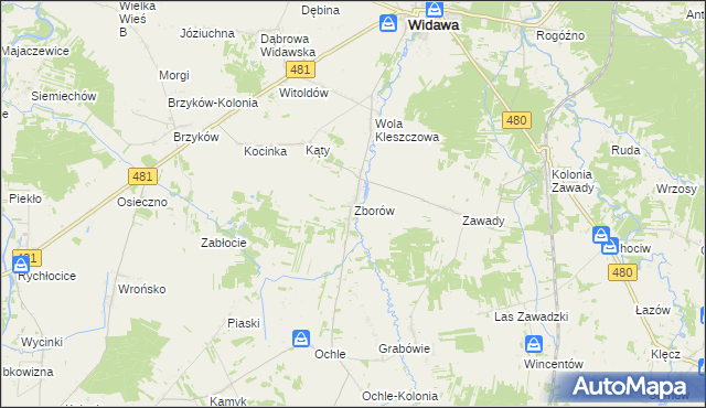mapa Zborów gmina Widawa, Zborów gmina Widawa na mapie Targeo