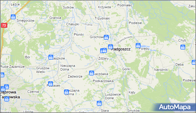 mapa Żdżary gmina Radgoszcz, Żdżary gmina Radgoszcz na mapie Targeo