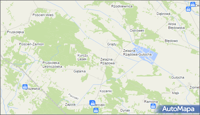 mapa Żelazna Rządowa, Żelazna Rządowa na mapie Targeo