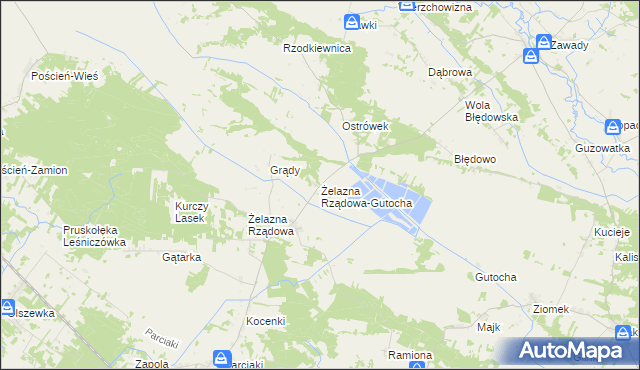 mapa Żelazna Rządowa-Gutocha, Żelazna Rządowa-Gutocha na mapie Targeo