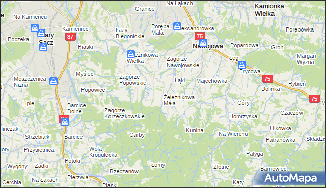 mapa Żeleźnikowa Mała, Żeleźnikowa Mała na mapie Targeo