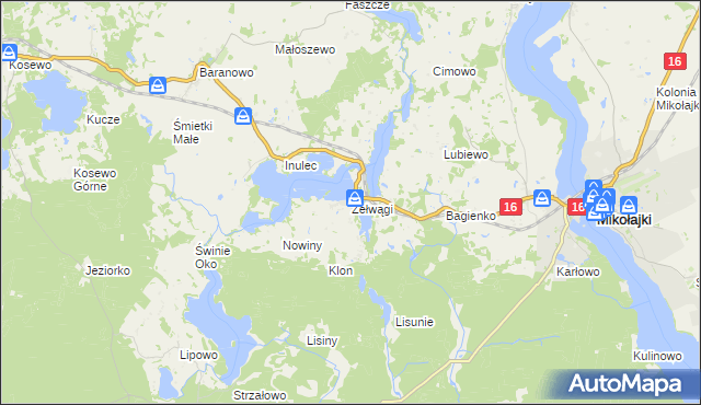 mapa Zełwągi, Zełwągi na mapie Targeo