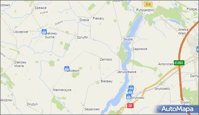 mapa Zemsko gmina Granowo, Zemsko gmina Granowo na mapie Targeo