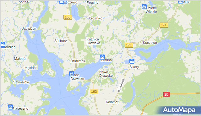 mapa Żerdno, Żerdno na mapie Targeo
