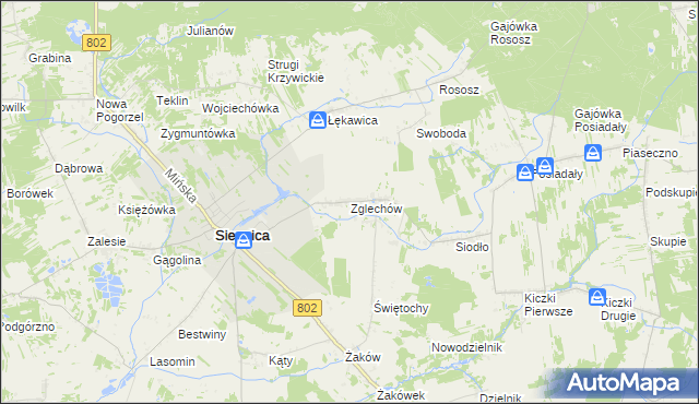 mapa Zglechów, Zglechów na mapie Targeo