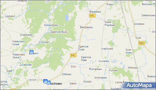 mapa Zglenice Duże, Zglenice Duże na mapie Targeo