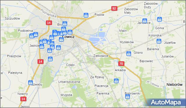 mapa Zielkowice, Zielkowice na mapie Targeo