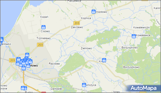 mapa Zielnowo gmina Darłowo, Zielnowo gmina Darłowo na mapie Targeo
