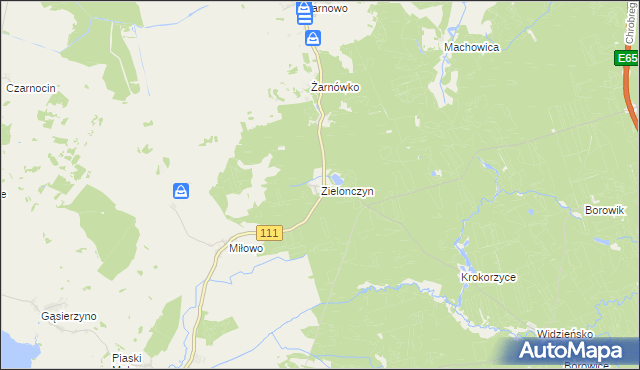mapa Zielonczyn gmina Stepnica, Zielonczyn gmina Stepnica na mapie Targeo
