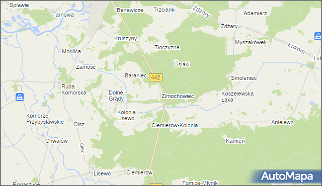 mapa Zimochowiec, Zimochowiec na mapie Targeo