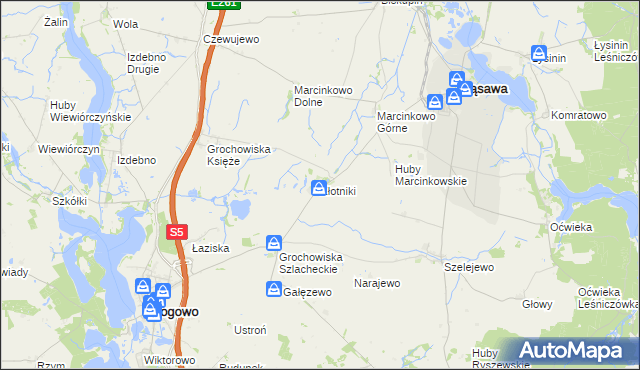 mapa Złotniki gmina Rogowo, Złotniki gmina Rogowo na mapie Targeo