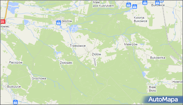 mapa Złotów gmina Zawonia, Złotów gmina Zawonia na mapie Targeo