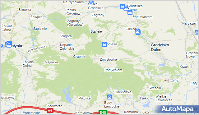 mapa Zmysłówka gmina Grodzisko Dolne, Zmysłówka gmina Grodzisko Dolne na mapie Targeo