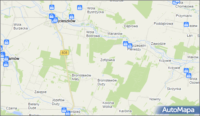 mapa Zofijówka gmina Wojcieszków, Zofijówka gmina Wojcieszków na mapie Targeo