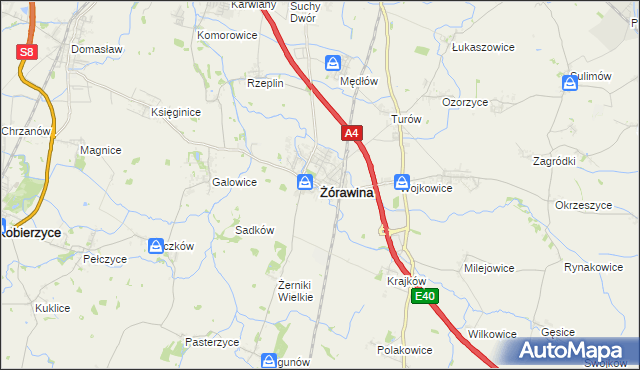 mapa Żórawina, Żórawina na mapie Targeo
