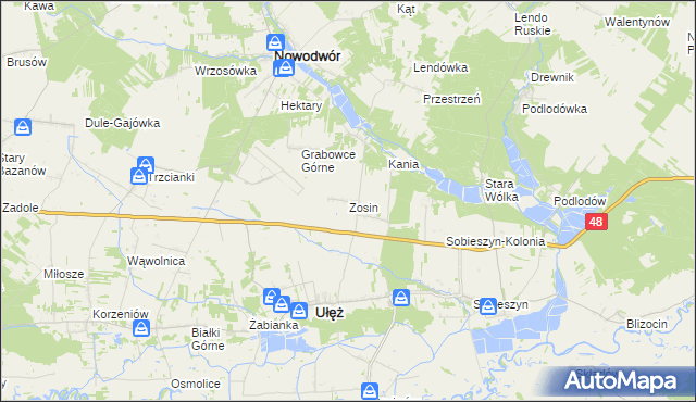 mapa Zosin gmina Ułęż, Zosin gmina Ułęż na mapie Targeo