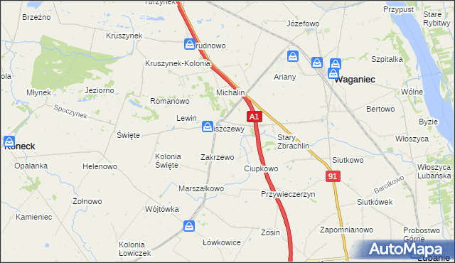 mapa Zosin gmina Waganiec, Zosin gmina Waganiec na mapie Targeo