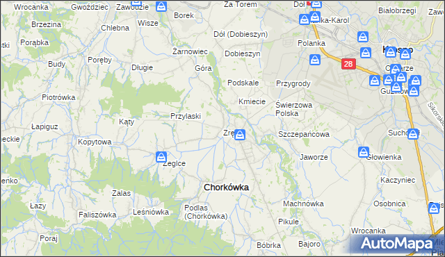 mapa Zręcin, Zręcin na mapie Targeo